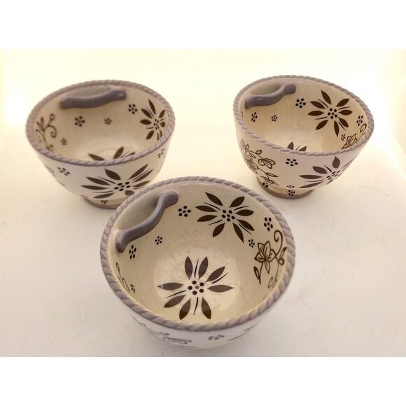 BOWLS-TEMPTATIONS-Rice-Soup-Noodle-Cream Taupe Brown-SET OF 3 - Picture 1 of 12